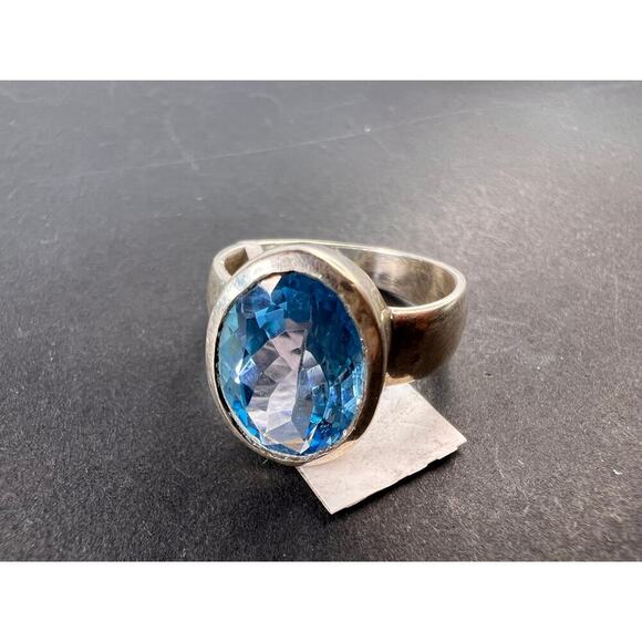 NEW Swiss blue topaz sterling silver ring size 8.5 / 6.64 grams - Picture 1 of 11